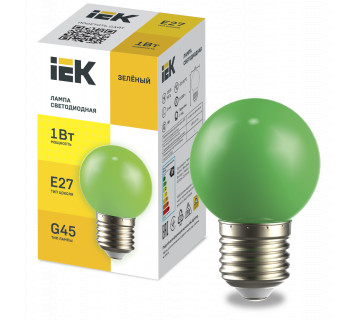 LIGHTING Лампа светодиодная декоративная G45 шар 1Вт 230В зеленый E27 IEK