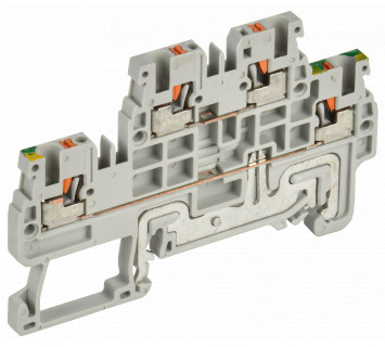 Колодка клеммная CP-ML-PEN двухуровневая с заземлением на нижнем уровне 1,5мм2 серая IEK