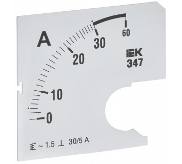 Шкала сменная для амперметра Э47 30/5А класс точности 1,5 72х72мм IEK