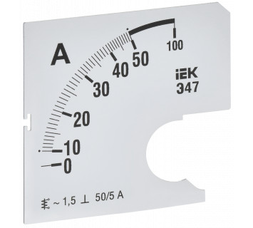 Шкала сменная для амперметра Э47 50/5А класс точности 1,5 72х72мм IEK