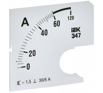 Шкала сменная для амперметра Э47 60/5А класс точности 1,5 72х72мм IEK