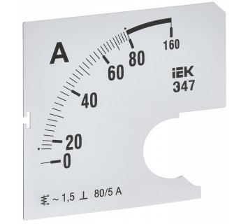 Шкала сменная для амперметра Э47 80/5А класс точности 1,5 72х72мм IEK