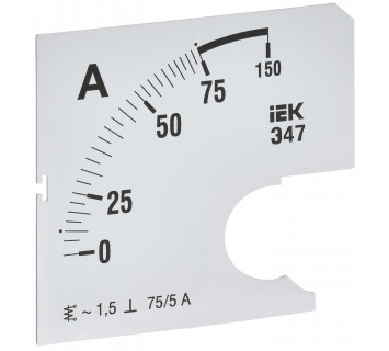 Шкала сменная для амперметра Э47 75/5А класс точности 1,5 72х72мм IEK