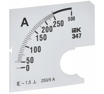 Шкала сменная для амперметра Э47 250/5А класс точности 1,5 72х72мм IEK