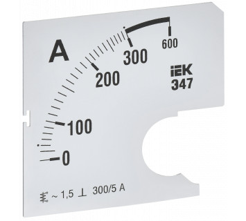 Шкала сменная для амперметра Э47 300/5А класс точности 1,5 72х72мм IEK
