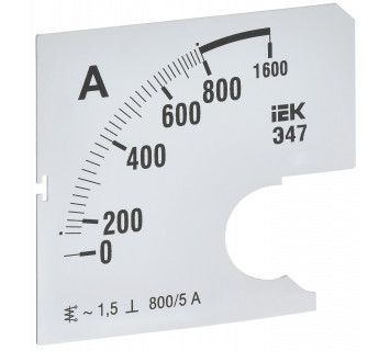 Шкала сменная для амперметра Э47 800/5А класс точности 1,5 72х72мм IEK