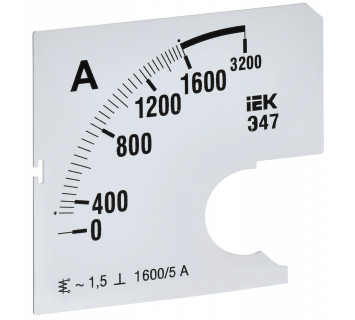 Шкала сменная для амперметра Э47 1600/5А класс точности 1,5 72х72мм IEK