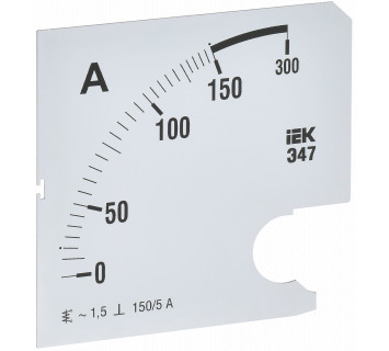 Шкала сменная для амперметра Э47 150/5А класс точности 1,5 96х96мм IEK