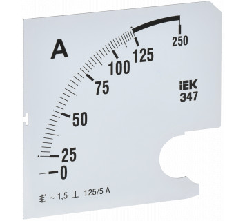 Шкала сменная для амперметра Э47 125/5А класс точности 1,5 96х96мм IEK