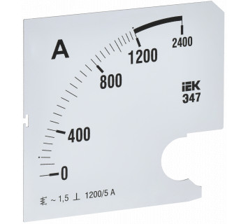 Шкала сменная для амперметра Э47 1200/5А класс точности 1,5 96х96мм IEK