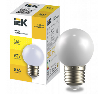 LIGHTING Лампа светодиодная декоративная G45 шар 1Вт 230В холодный белый E27 IEK