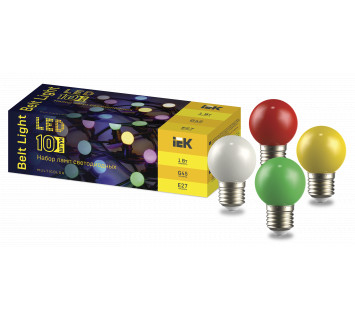 LIGHTING Набор ламп светодиодных декоративных G45 шар 1Вт 230В MIX E27 10 шт IEK