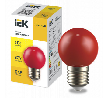 LIGHTING Лампа светодиодная декоративная G45 шар 1Вт 230В красный E27 IEK