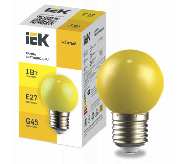 LIGHTING Лампа светодиодная декоративная G45 шар 1Вт 230В желтый E27 IEK