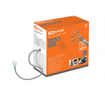 Кабель витая пара F/UTP Cat 5e 4х2х24AWG (305м)  solid, ПВХ, серый TDM