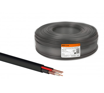 Кабель для видеонаблюдения КВК-П-2 2х0,5 мм (200м), для наружной прокладки, черный 