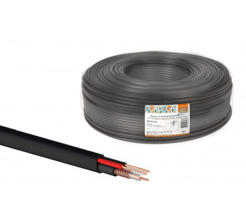Кабель для видеонаблюдения КВК-П-2 2х0,75 мм (200м), для наружной прокладки, черный народный