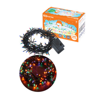 Гирлянда новогодняя, МГ 200, 220 В, многоцветная, 10 м, 8 режимов TDM