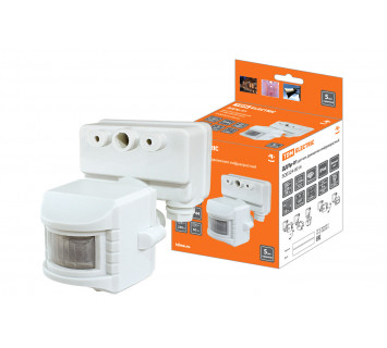 Датчик движения прож. ДДПр-01 (белый) 1100Вт, 5-480с, 12м, 5+Лк, 120гр, IP44, TDM