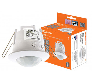 Датчик движения точечный ДДТ-01 1200Вт, 10-420с, 6м, 3+Лк, 120(сбоку)+360(сверху)гр IP20, TDM