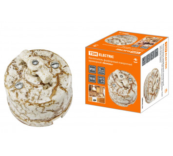 Выключатель фарфоровый поворотный с ручкой (бантик) 10А мраморный «Болонь» TDM