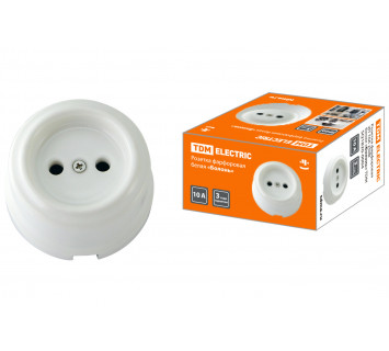 Розетка фарфоровая 2П 10А 250В белая «Болонь» TDM