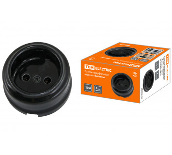 Розетка фарфоровая 2П 10А 250В черная «Болонь» TDM