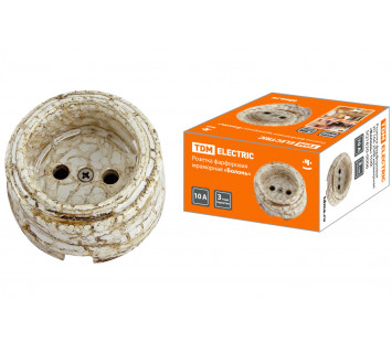 Розетка фарфоровая 2П 10А 250В мраморная «Болонь» TDM