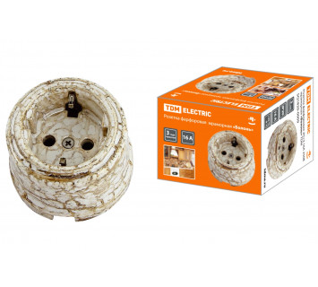 Розетка фарфоровая 2П+З 16А 250В мраморная «Болонь» TDM