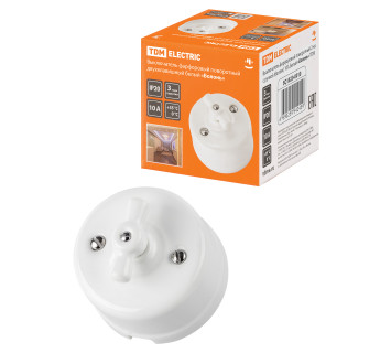 Выключатель фарфоровый поворотный 2-кл. с ручкой (бантик) 10А белый «Болонь» TDM