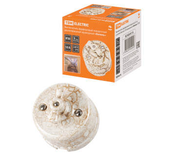 Выключатель фарфоровый поворотный 2-кл. с ручкой (бантик) 10А мраморный «Болонь» TDM