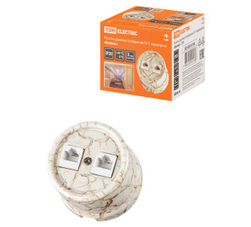 Розетка двойная телефонная RJ11 мраморная «Болонь» TDM