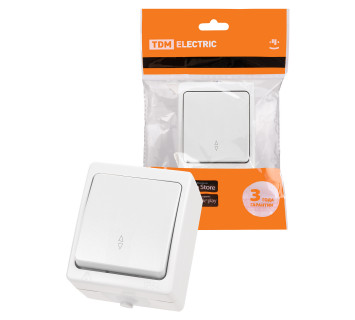 Переключатель на 2 направления 1-кл. открытой установки IP54 10А белый 