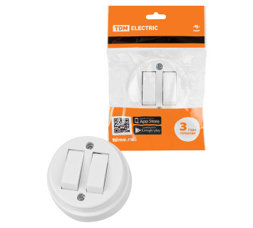 Выключатель 2-кл. открытой установки IP20 10А белый 