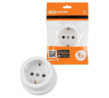 Розетка 2П+З открытой установки IP20 16А белая 