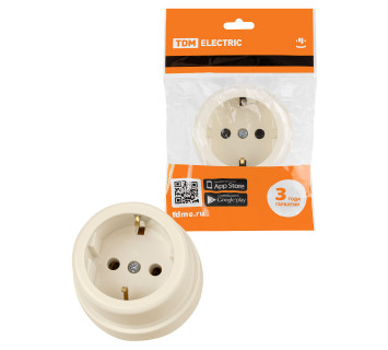 Розетка 2П+З открытой установки IP20 16А сл. кость 