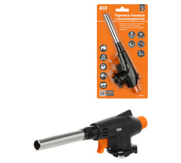 Горелка газовая удлин., ствол, регулятор подачи, пьезоподжиг, бутан, блистер, 1 шт., 