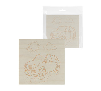 Доска для выжигания, Автомобиль, 150х150 мм, 1 шт., пакет, TDM