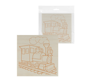 Доска для выжигания, Паровоз, 150х150 мм, 1 шт., пакет, TDM