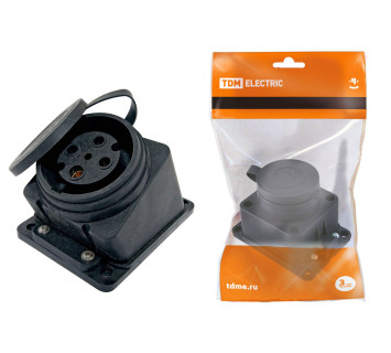 Розетка настенная с загл. наклон. каучук 3Р+РЕ 32А 380В IP44 TDM